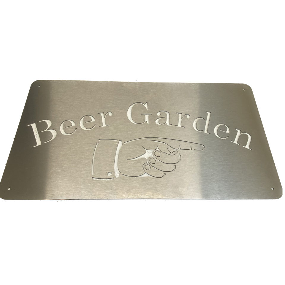 Beer Garden Sign Right - Stainless Steel