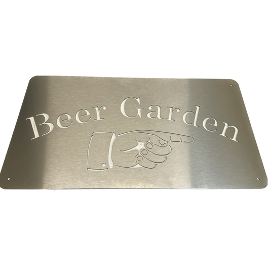 Beer Garden Sign Right - Stainless Steel