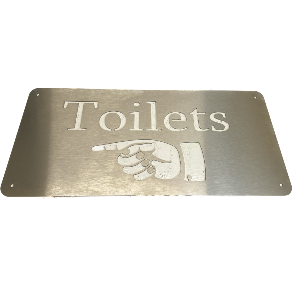 Toilets Sign Left - Stainless Steel