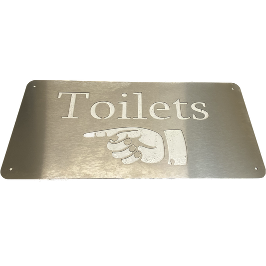 Toilets Sign Left - Stainless Steel