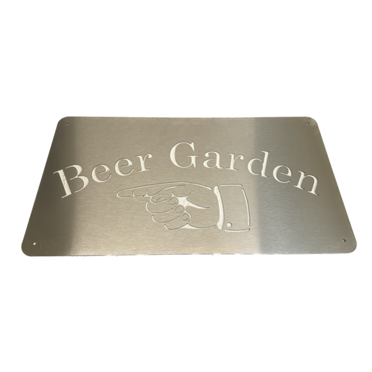 Beer Garden Sign Left - Stainless Steel