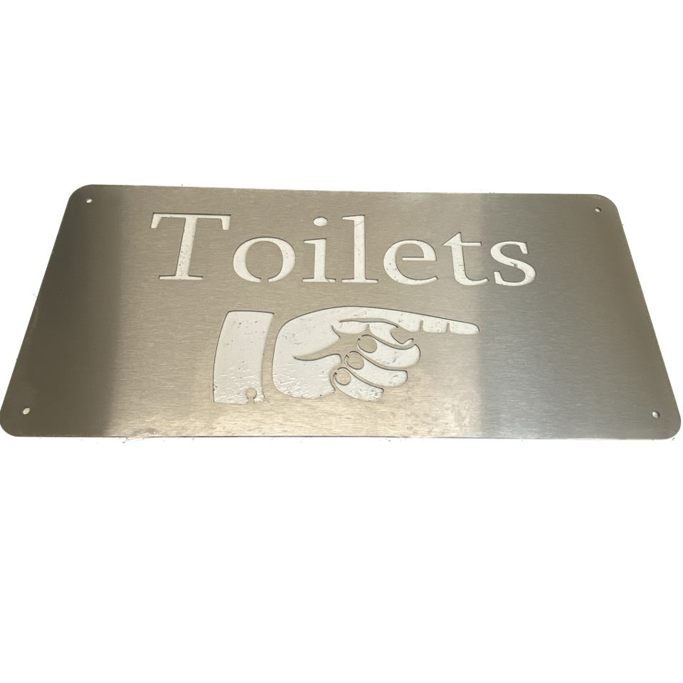 Toilets Sign Right - Stainless Steel