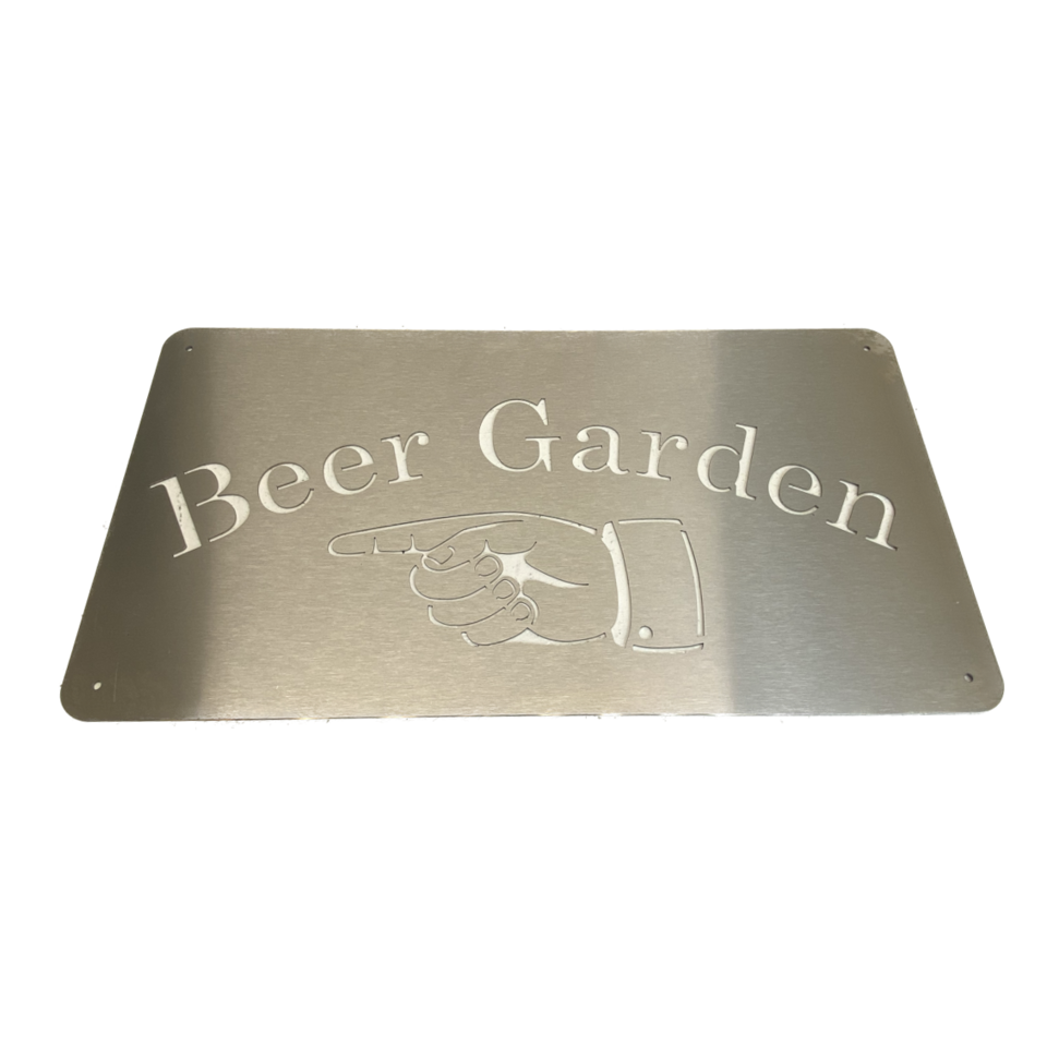 Beer Garden Sign Left - Stainless Steel