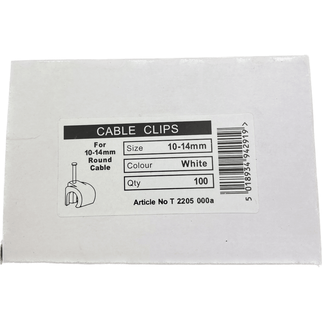 10-14mm White 'C'  Cable Clips (100 Pack)